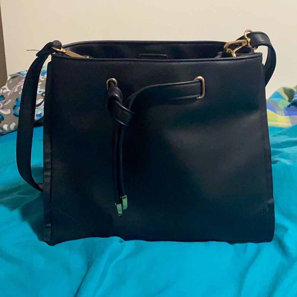 Faux leather black bag